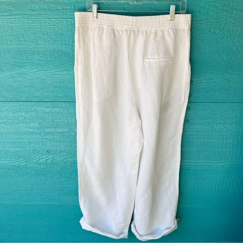 LINEN WHITE BAGGY NEUTRAL TROUSERS SIZE 12 NWT